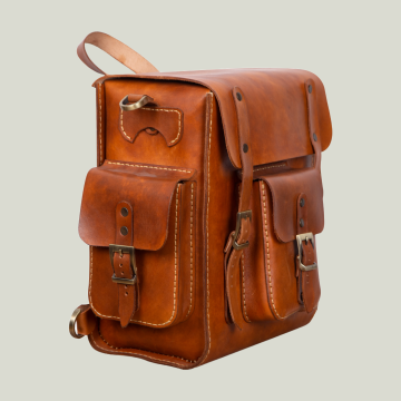 Retro Stil El Dikişi Deri Sırt Çantası