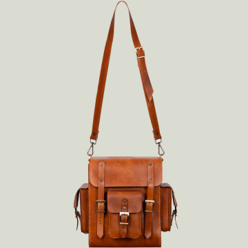 Retro Stil El Dikişi Deri Sırt Çantası