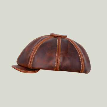 El Yapımı Deri Newsboy Cap