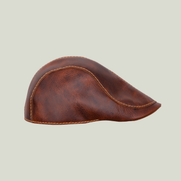 El Yapımı Deri Flat Cap